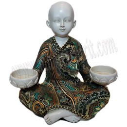 Buda porta velas doble con traje bordado